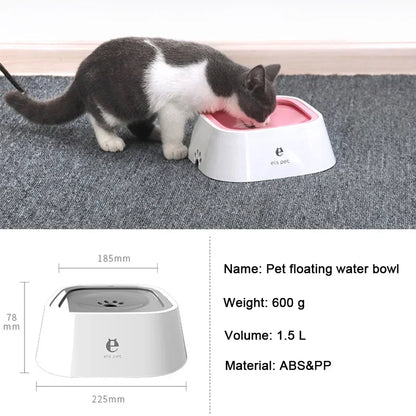 Pet Floating Water Bowl, Cat Dog Anti-spill Drinking Bowl No Wet Mouth, Removable Easy Clean Dustproof Pet Supplies
