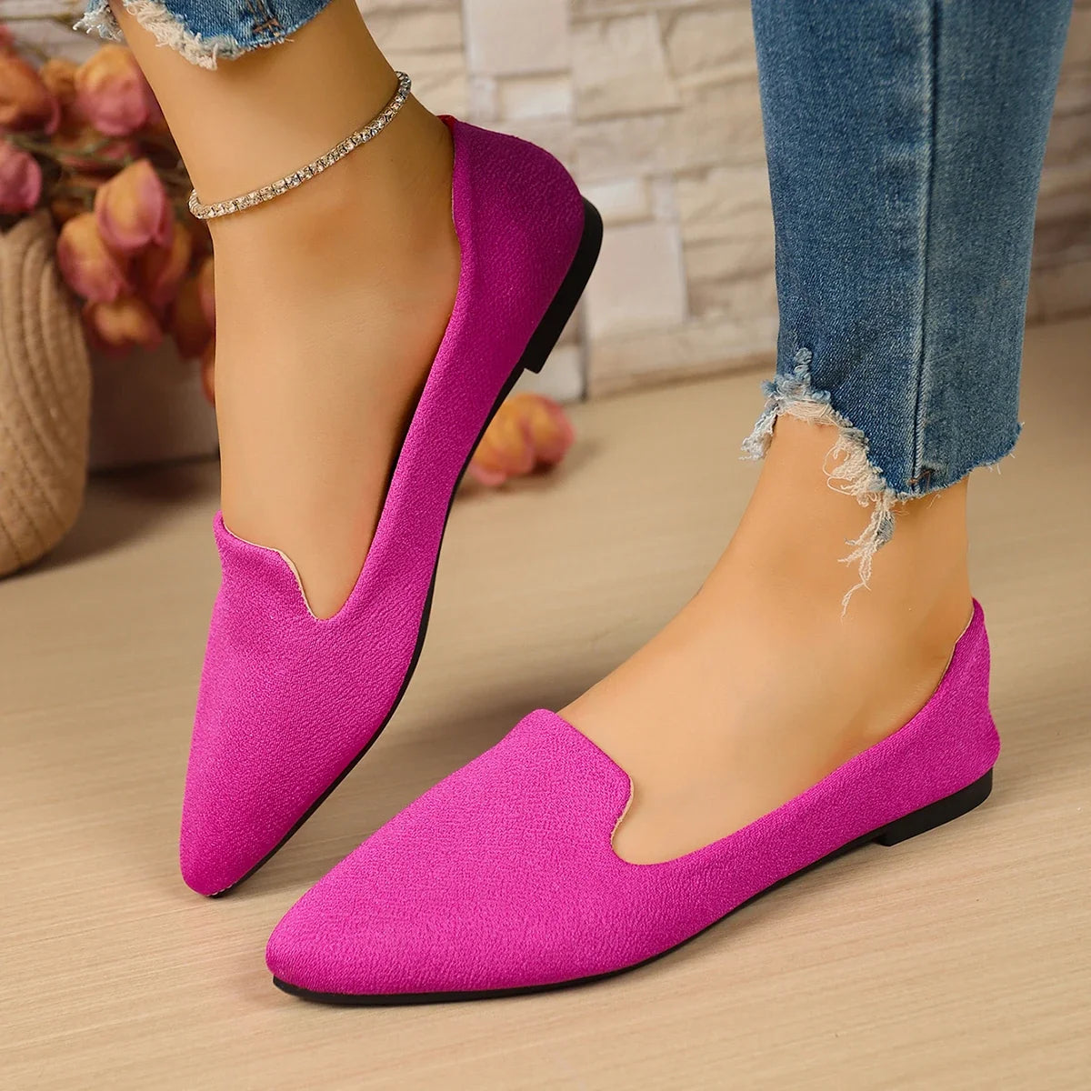 Women Flats Pointed Toe Solid Color Flats for Women Spring/autumn Casual Comfortable Leopard Brown Flat Heel Shoes