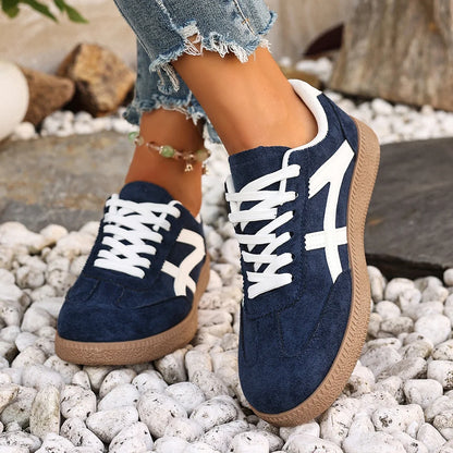 Women Sneakers 2026 Fashion Casual Flats Vulcanize Shoes Round Toe Lace Up Comfortable Flat Shoes for Women Zapatos De Mujer
