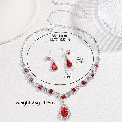 Simple and Atmospheric Water Droplet Necklace Earrings Two-Piece Set as a Surprise Birthday Gift for Girlfriend and Best Friend