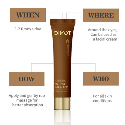 Retinol Eye Cream Anti Wrinkles,Anti Puffiness Remove Dark Circle Eye Bag Hyaluronic Acid Moisturize Peptides Soothe Skin Care