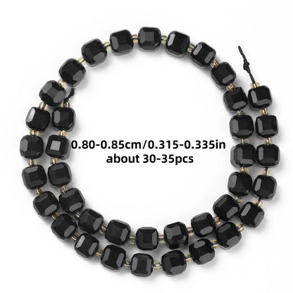 Natural Stone Faceted Square Black Agate Cube Spacer Beads For Jewelry Making Diy Bracelet Necklace Beading Accessories