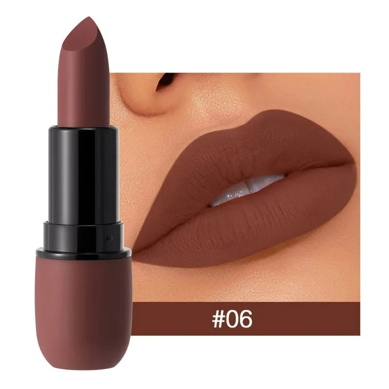 6-Color Matte Velvet Sexy Lipstick Waterproof Long-Lasting Nude Brown Lipstick Smooth High Pigment Profissional Lipgloss Makeup
