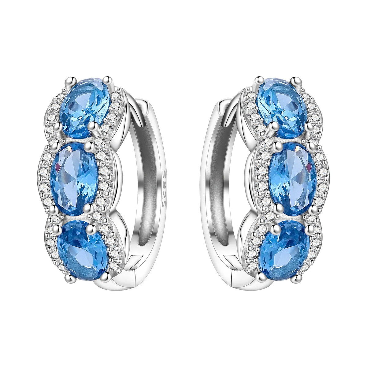 PANPOKI S925 Sterling Silver Purple Zircon Series Earrings Hoop Earrings For Women Jewelry Original Party Trendy Gifts