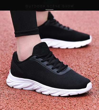 Men's Casual Sports Shoes Men's Black Mesh Breathable Running Shoes Soft Bottom Light Flat Bottom Work Shoes