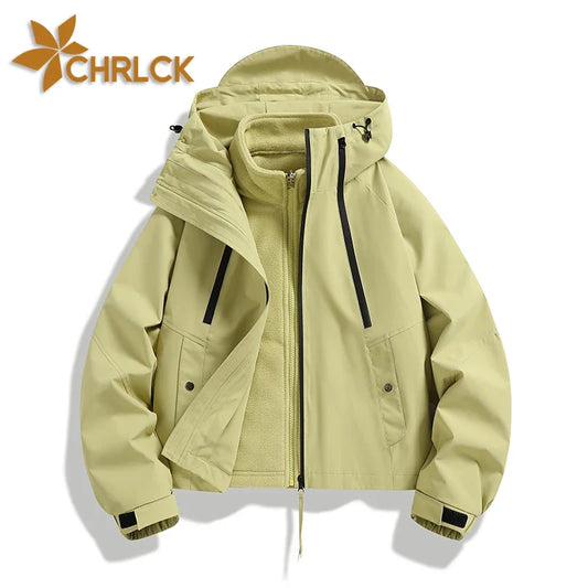 CHRLCK Women Waterproof Hiking 3IN1 Jackets Winter Warm Windproof Windbreakers Women Camping Trekking Thin Jacket Woman