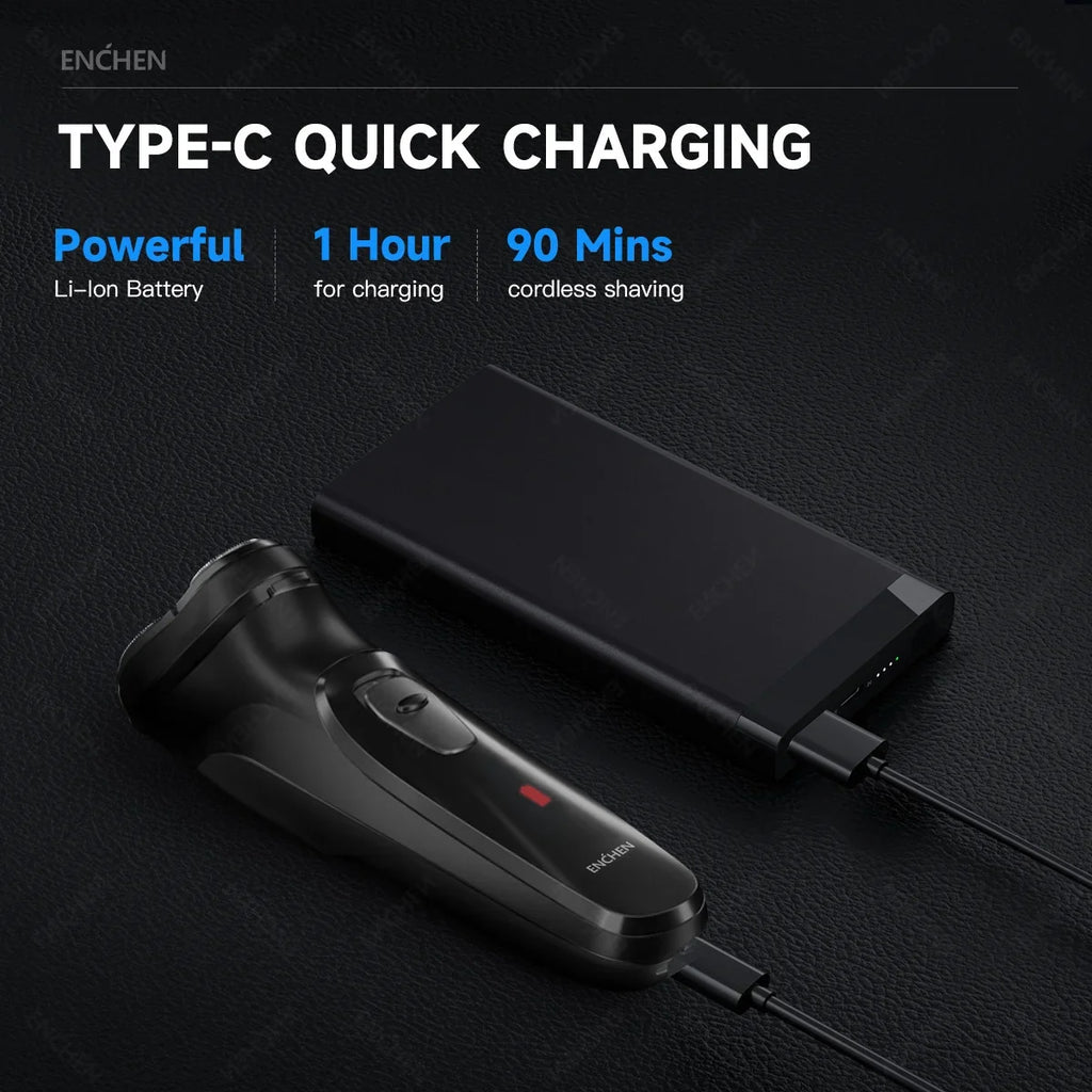Blackstone USB Rechargeable Rotary Shaver for Men 3D Floating Blade Washable Beard Shaving Machine Electrical Facial Hair Trimme