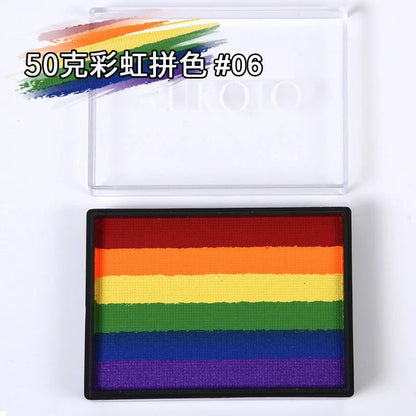 50g Facial and Body Paint Palette,Non-Toxic Rainbow Water-Soluble Body Paint for Rainbow Festival,Cosplay,Party,Art,Stage Makeup