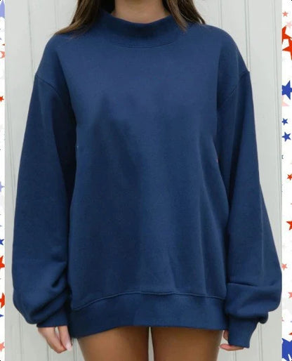 2026 Ladies' Women's Sweatshirts Spring Autumn Long Sleeve Mock Neck Casual Hoodies Plus Size Womens Relaxed Solid Color Hoodie