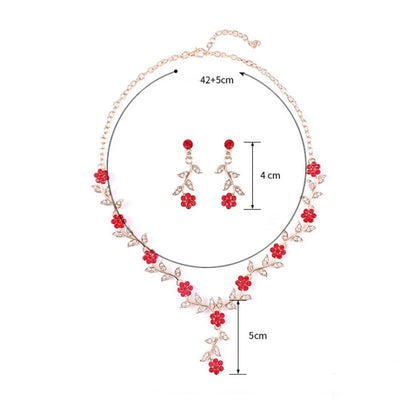 Sweet Jewelry Set Exquisite Rhinestone Pendant Banquet Party Women Fashion Romantic Crystal Necklace Earring Accessory Set