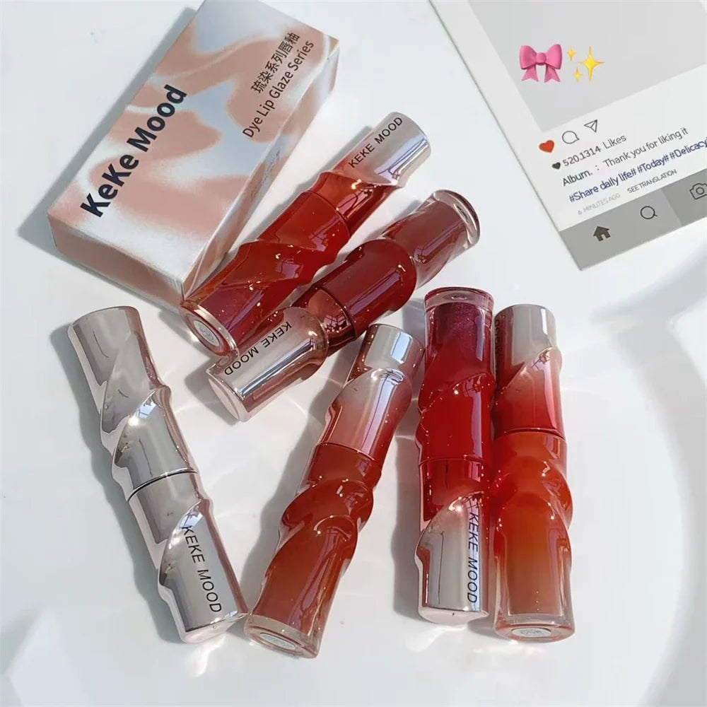Crystal Nude Gray Glossy Lip Stain Mirror Korean Lip Glaze Sheer Nude Glitter Lip Tint Watery Shine Plumping Lipgloss Cosmetics