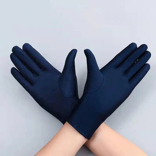 1 Pair Winter Gloves Five Fingers Solid Color Elastic Sun Stage Performance Auction Ritual Girl Gloves Spring Gloves