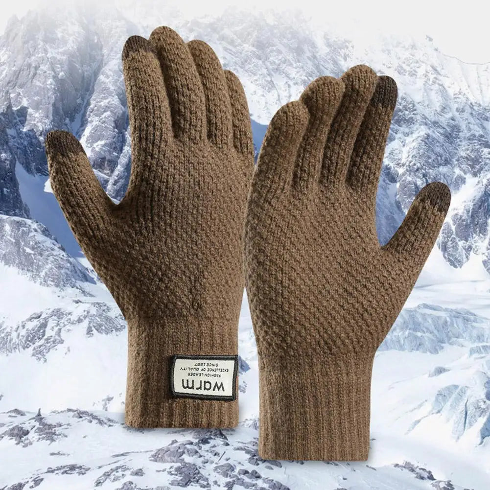 Thermal Winter Gloves For Men Thickened Warm Fleece Lined Anti-Slip Touch Screen Thermal Windproof Cycling Gloves