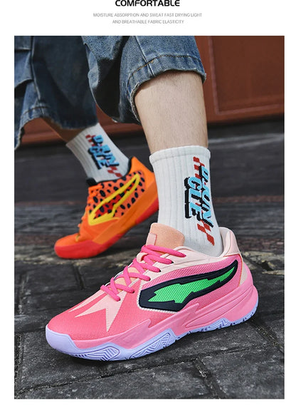 Men's Athletic Basketball Sneakers Breathable Cushioning Non-Slip Wearable Gym Training Running Shoes for Men And Women