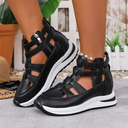 Women Sandals New Closed Toe Office and Career Summer Solid Wedge Shoes for Women New High Quality Buckle Strap Sandals Women