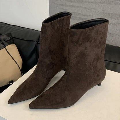 Eilyken Autumn Winter Pointed Toe Ankle  Boots Women Designer Vintage Thin Low Heel Shoes Modern SHort Botas Zapatos De Mujer