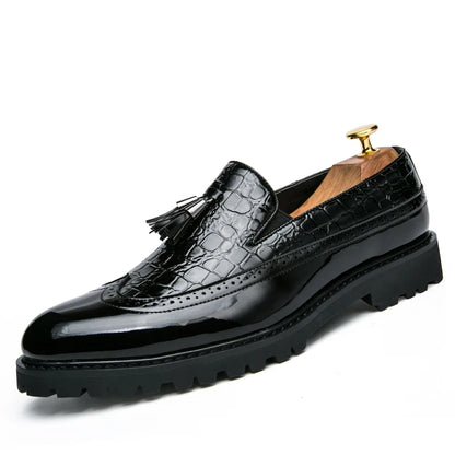 Men Loafers PU Splicing Tassel Decoration Low Heel Comfortable Classic Daily Business Men Shoes