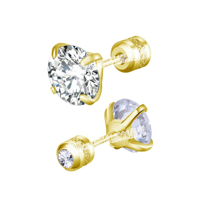 TOP 4 Color Titanium Steel Stud Earrings for Men Women CZ Zircon Screw Silver Black Rose Golden Earring Best Gift Jewelry