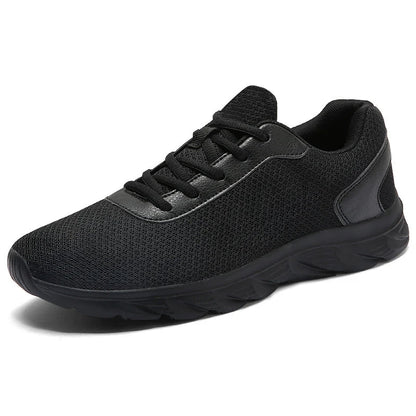 Men's Casual Sports Shoes Men's Black Mesh Breathable Running Shoes Soft Bottom Light Flat Bottom Work Shoes