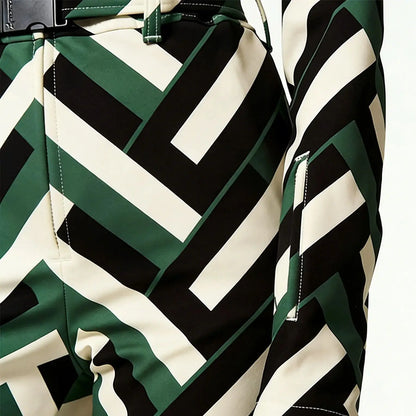 Camouflage Stripes Ski Wear Jumpsuit Sets High Collar Windproof Hooded Puff Jacket Warm Pant 2026 New Lady Snow Sportwears