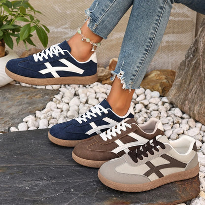 Women Sneakers 2026 Fashion Casual Flats Vulcanize Shoes Round Toe Lace Up Comfortable Flat Shoes for Women Zapatos De Mujer