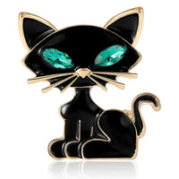 Classic Rhinestone Cat Brooches for Women Unisex Enamel Animal Pins Banquet Party Backpack Gifts Jewelry Accessories