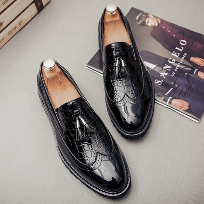 Men Loafers PU Splicing Tassel Decoration Low Heel Comfortable Classic Daily Business Men Shoes
