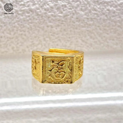 Sand Gold Adjustable Ring Matte Wide Band Openable Fade Resistant Unisex Couple Jewelry Solid Minimalist Gift