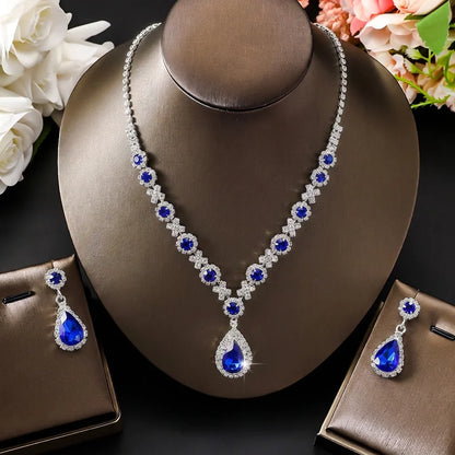 Simple and Atmospheric Water Droplet Necklace Earrings Two-Piece Set as a Surprise Birthday Gift for Girlfriend and Best Friend