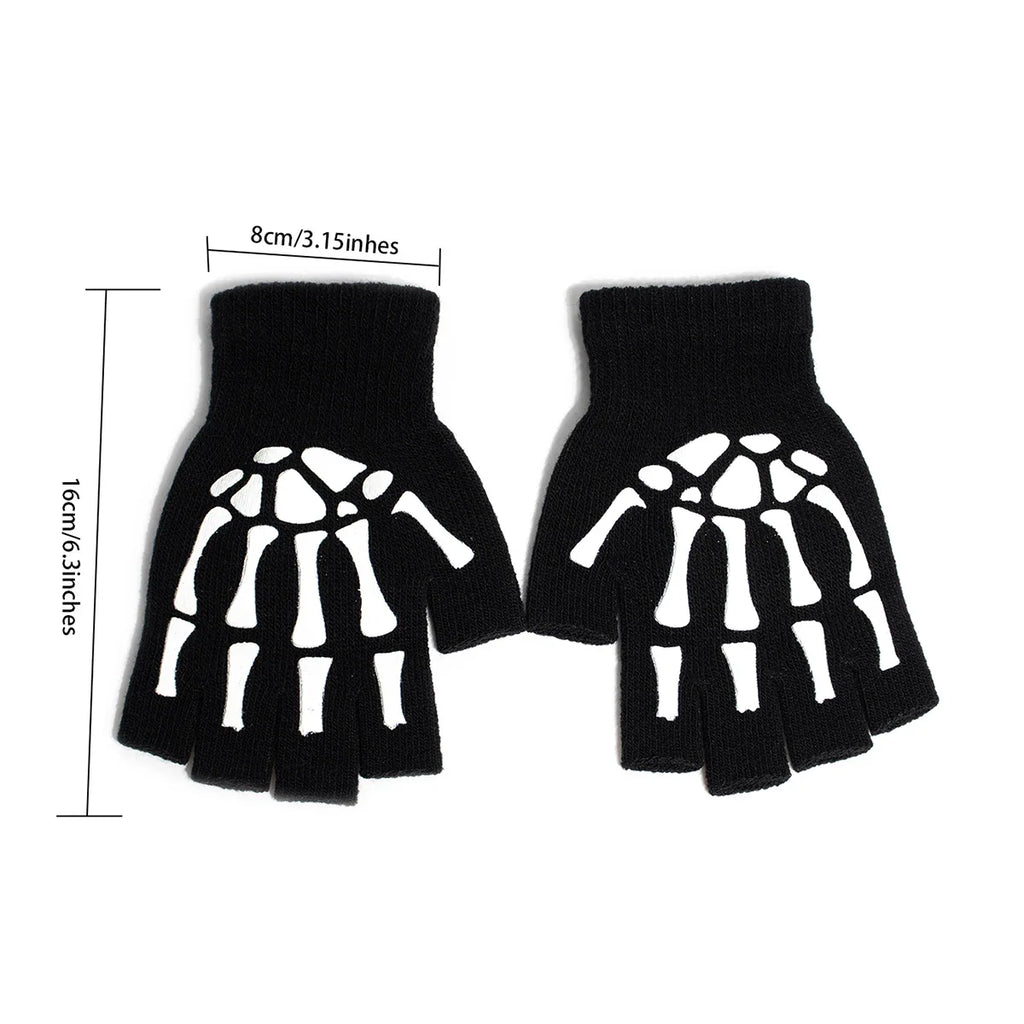 Unisex Knitted Gloves Half/Full Finger Autumn Winter Gloves Halloween Decorative Gloves