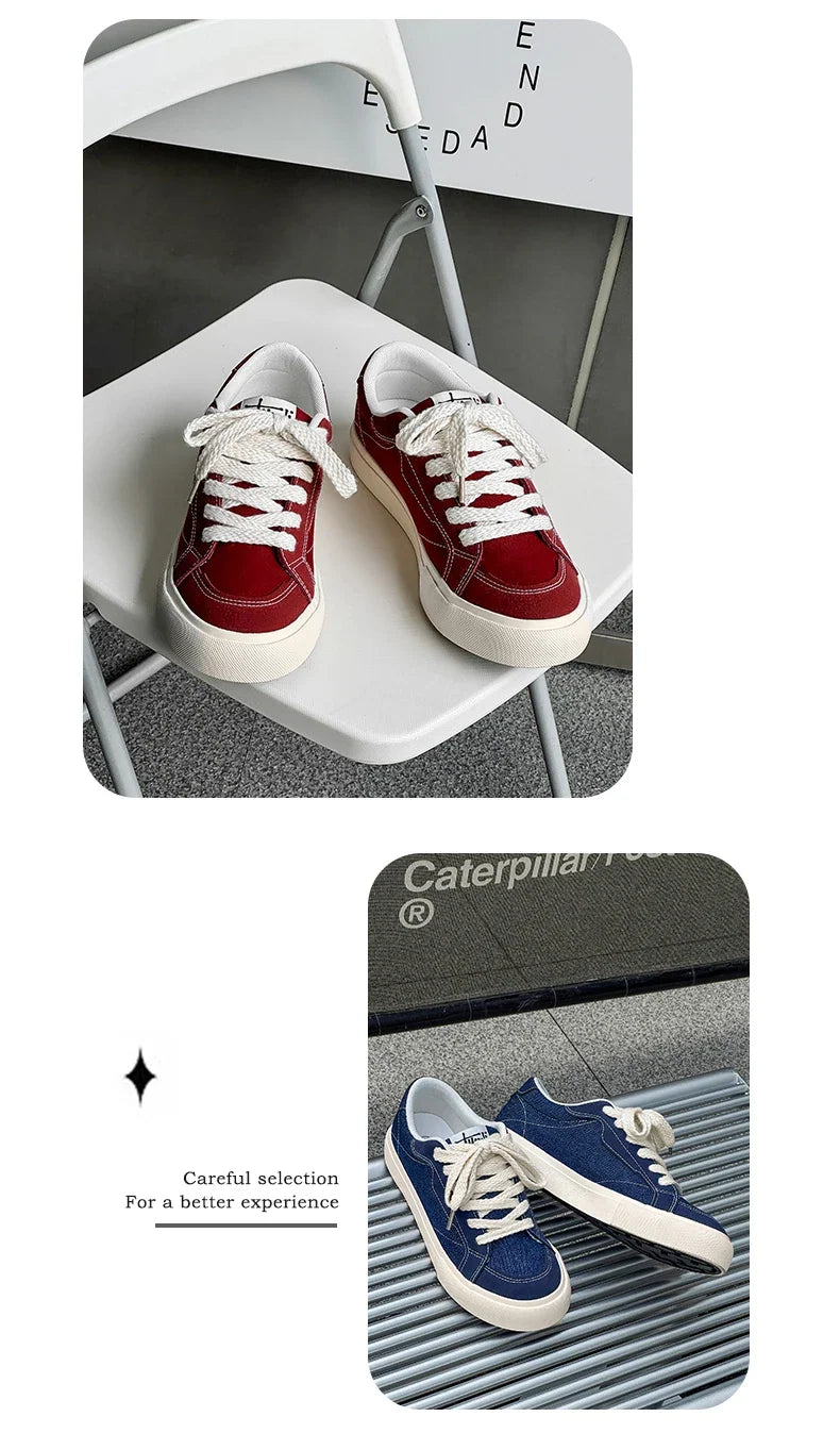 Mens Cowboy canvas Shoes Breathable Trend Mens board Shoes Thick Sole Trend Comfortable student Skateboard Trainers Footwear