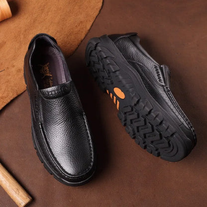 Autumn Genuine Leather Men's Casual Business Leather Shoes Lightweight Breathable Anti Slip Casual Leather Shoes Men Shoes