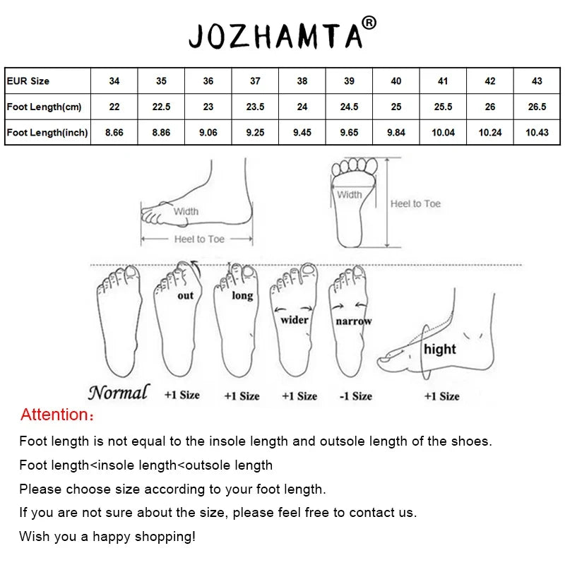 JOZHAMTA Size 34-43 Women Real Leather Ankle Boots Fashion Mid Heels Shoes For Winter Boots Pointy Office Lady Daily Dress Shoes