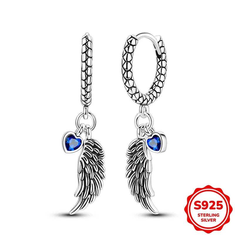 Original 925 Sterling Silver Blue Zirconium Butterfly Earrings Colored Hoop Earring Women Female Party Fine Earring Jewelry Gift