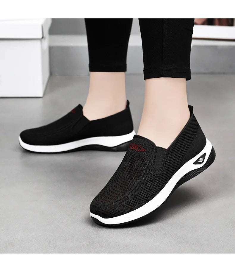 Women's Shoes Spring and Autumn New Mesh Breathable Casual Shoes Outdoor Lightweight Non-slip Wedge Heel Thick-soled Sneakers