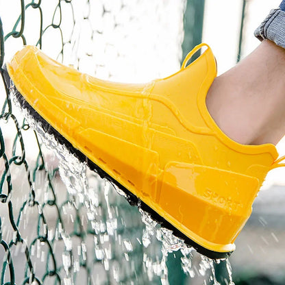 Men's Rain Boots Ankle Waterproof Shoes Men Casual Fishing Work Shoes Slip on Non-slip Rain Shoes Womens Kitchen Rubber Shoes