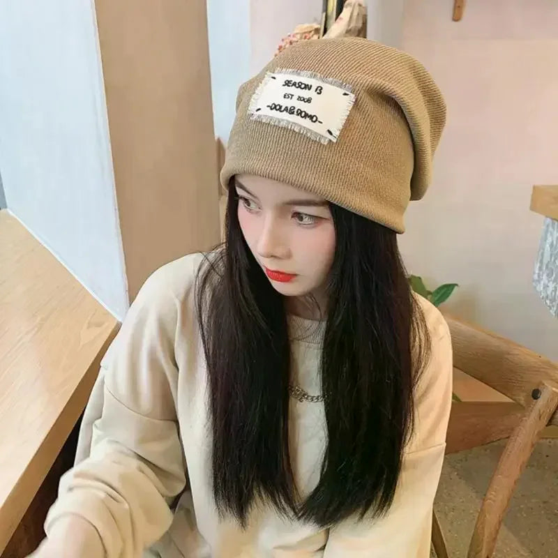 Casual Keep Warm Thin Knit Hat Cute Outdoor Cold Cap Ear Protection Warm Stack Hat For Men Women