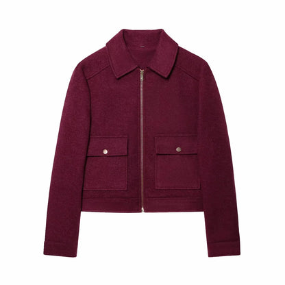 Women's Zipper Jacket Coat New Winter Long Sleeve Pocket Outerwear Coat Short Street Elegant Women's Jacket