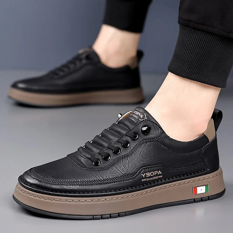 New Large Size 38-48 Leather Men's Sneakers Fashion Casual Men's Platform Sneakers Spring Autumn Designer Board Shoes Man