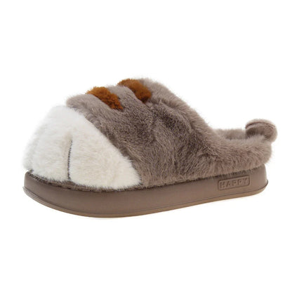 3D Cat Paw Plush Slippers Warm Slip-on House Shoes Anti Slip Flat Thermal Slippers Furry Paw Couple Slippers for Autumn Winter