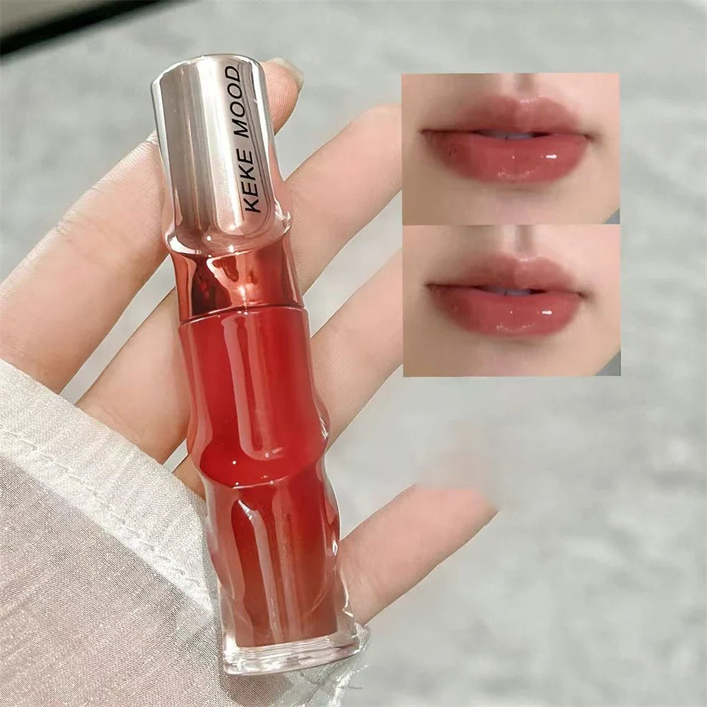 Crystal Nude Gray Glossy Lip Stain Mirror Korean Lip Glaze Sheer Nude Glitter Lip Tint Watery Shine Plumping Lipgloss Cosmetics