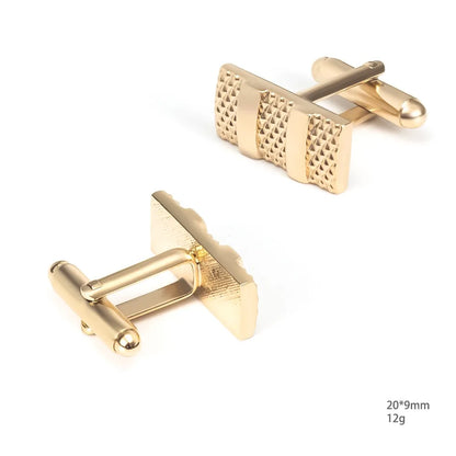 A Set New Stock High-End Electroplated Mesh Metal Tie Clip French Cufflinks Set for Men Premium Quality Stylish Grid