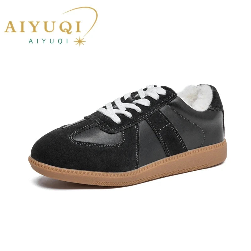 AIYUQI Women's Sneakers 2026 New Genuine Leather Ladies Moral Training Shoes Casual Spring Flat Shoes Women