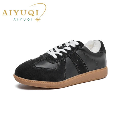 AIYUQI Women's Sneakers 2026 New Genuine Leather Ladies Moral Training Shoes Casual Spring Flat Shoes Women