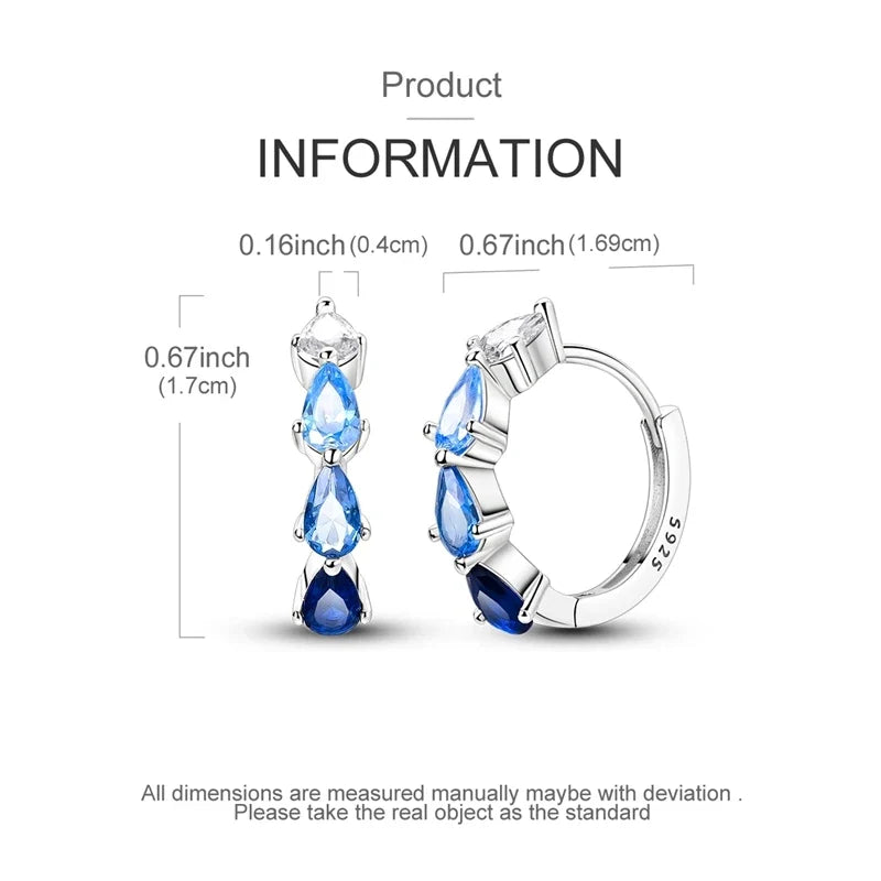 925 Sterling Silver Hoop Earring For Woman Night Sky Blue Purple Gemstone Original Earrings Fashion Jewelry Gift
