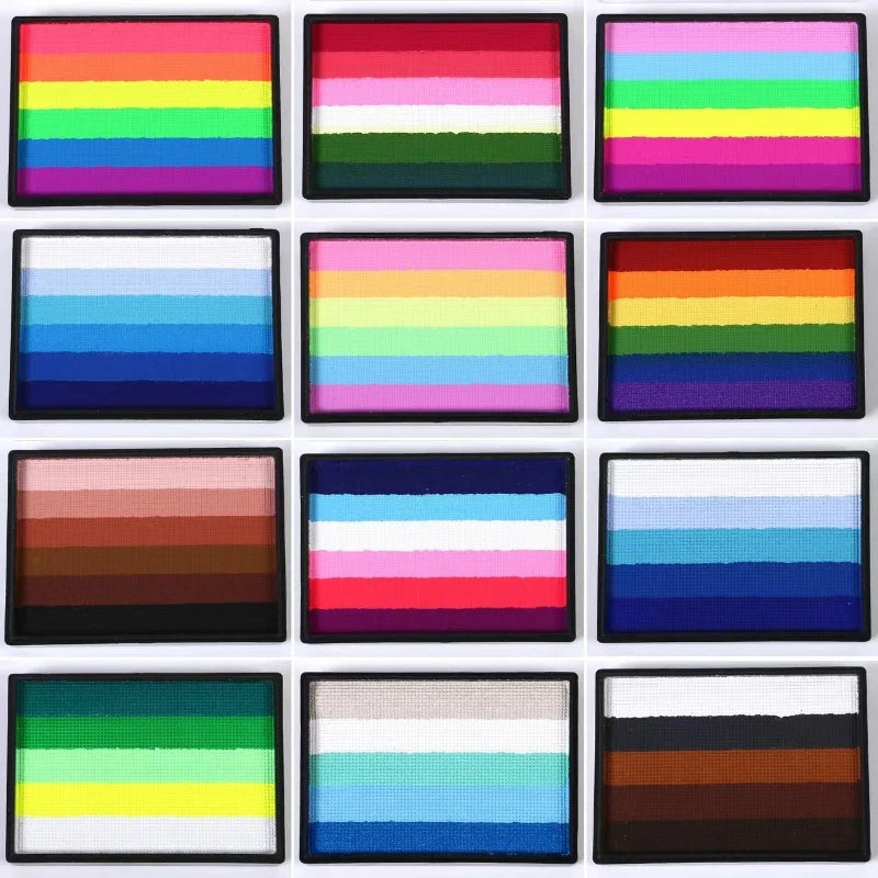 50g Facial and Body Paint Palette,Non-Toxic Rainbow Water-Soluble Body Paint for Rainbow Festival,Cosplay,Party,Art,Stage Makeup