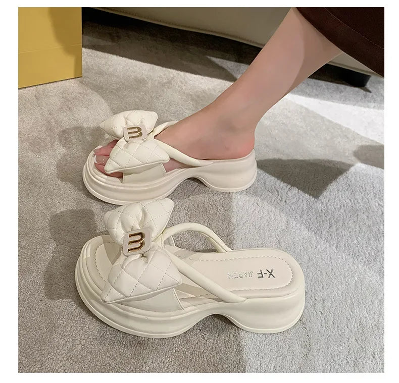 2024 summer New Fashion Women Shoes Slippers Comfortable Platform Shoe High Heels Leisure flower outdoor beach Slipper Women