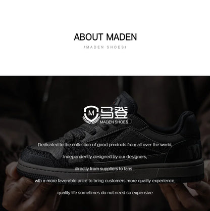 Maden Casual Snake Year Black Mamba Men's Sneakers Low-Top Flat Sole Versatile Black Shoes for Spring Autumn Skateboarding Shoes