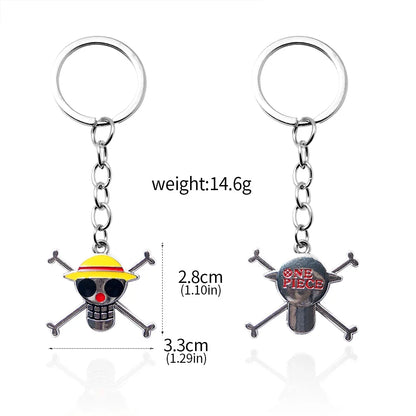 One Piece Luffy Straw Hat Keychain Rotatable Zoro Skull Metal Pendant Role-Playing Decorative Accessories Fan Jewelry Gift