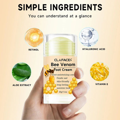 Bee Venom Fast Repair Foot Cream, Deeply Moisturizes Dry Cracked Feet, Exfoliates and Moisturizes Heel Care Stick, Quickly Sooth